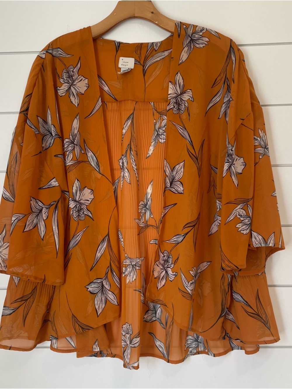 Floral Chiffon Kimono Top in Rust